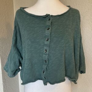 Urban Outfitters 3/4 Sleeve Button Down Boho Distressed Top Size Medium